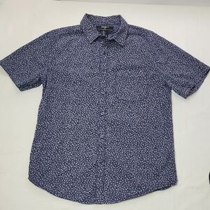 Forever 21 Mens Navy Floral Button Down Shirt 100% Cotton Ditzy Floral Small